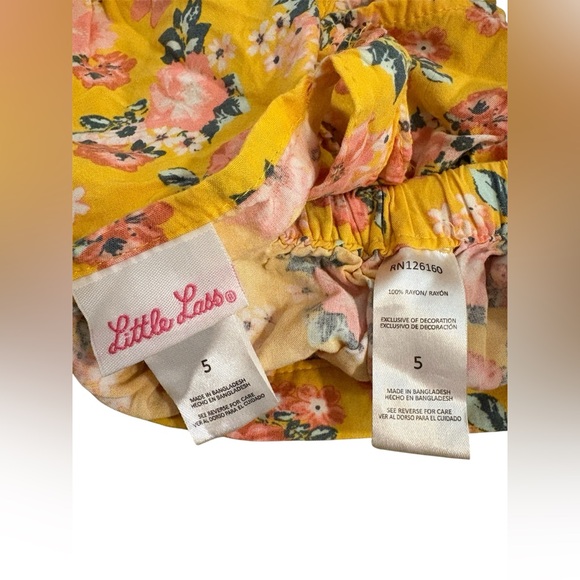 Little Lass Girls Floral 2 Piece Set Size 5 Yellow Pink - Picture 7 of 8